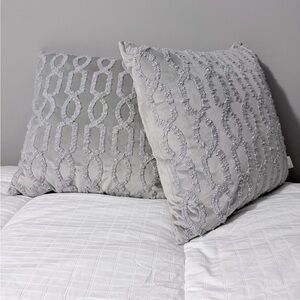 Elegant Gray Textured Throw Pillows set